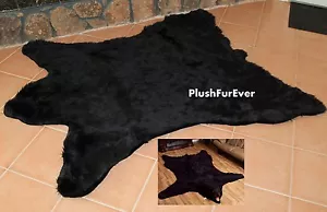 Black Bearskin Rug 5'x 6' Hand Made USA  Fur - Picture 1 of 3