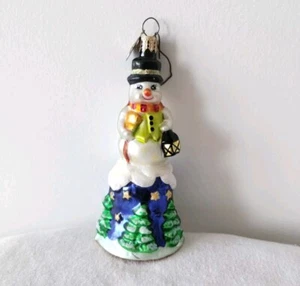 Christopher Radko Christmas Snowman Bell Glass Ornament - Picture 1 of 7