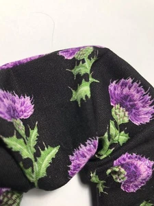 Handmade 100% Cotton Scottish Thistle Black Print Scrunchie, Bobble - Picture 1 of 3