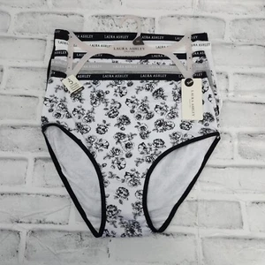 Laura Ashley Womens Brief Underwear Panties 5 Pair Siz Medium Cotton Black White - Picture 1 of 12