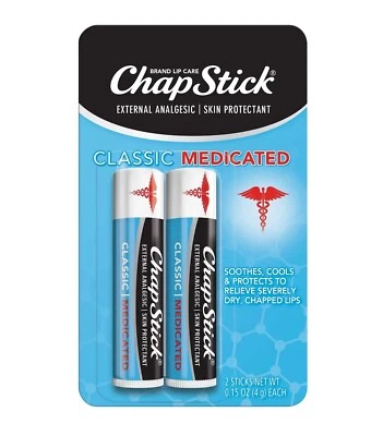 PFIZER/CHAPSTICK ChapStick Classic Medicated Lip Balm Tube, 0.15 oz Each Tube, 2 ct. New “PFIZER”