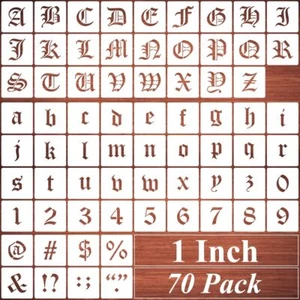 1 Inch Alphabet Letter Stencils for Painting - 70 Pack Old English Letter and... - Picture 1 of 3