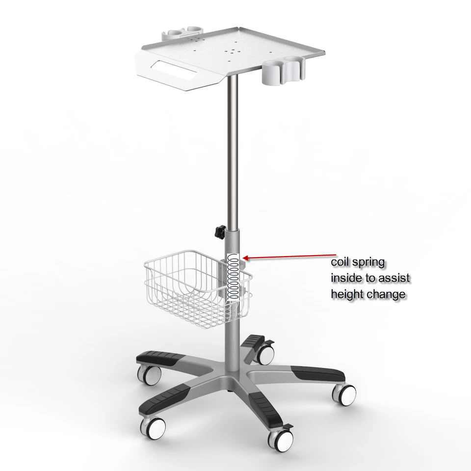 Mobile Rolling Cart for Ultrasound Imaging Scanner System. Aajustable Height FDA