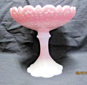 Vintage Fenton Rosaline Glossy Sunflower 7" Compote Dish - Picture 1 of 4