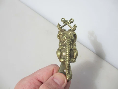 Vintage Brass Door Knocker Antique Old Elephant Marine Traveller Symbol Cover