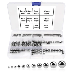 400 PCS 11 Size Metric Precision Bearing Steel Ball Assortment Kit, 400pcs - Picture 1 of 8