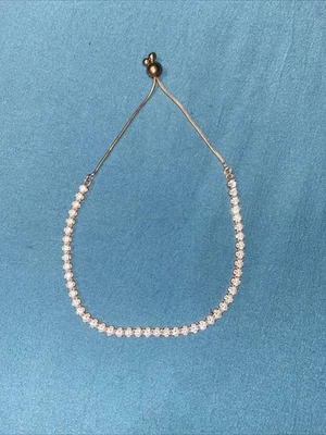 "Brazalete Bolo de circonitas cúbicas de plata esterlina de oro rosa de 14 k MILOR ITALY 10"" USADO EN EXCELENTE ESTADO" Foto 1 de 4