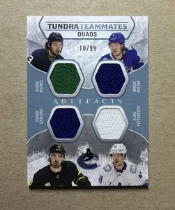 2023-24 Artifacts Hockey Hughes Boeser Pettersson Garland Quad Relic Card /99 - Bild 1 von 2