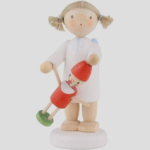 Ángel con Pinocho 6128 - Ángel de pelo plano - FLADE Erzgebirge NUEVO & EMBALAJE ORIGINAL - Imagen 1 de 1