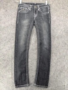 True Religion Jeans Womens 26 Joey Super T Distressed Crystal Pockets Made in US - Picture 1 of 14