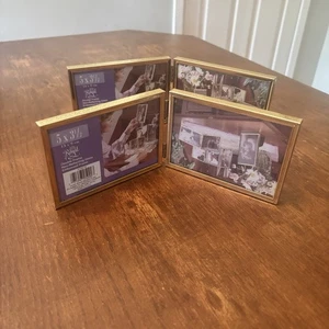 2 MCM Golden Brass Frames Foldable 3.5”x5" for 4 Pictures Total - Picture 1 of 3