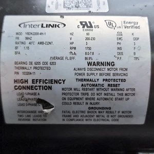 Lennox Blower Motor 3HP 230V 3PH 1750RPM 16P88 103204-11 YSDK2200-4H-1 - Picture 1 of 8