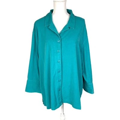 Tianello женщин плюс размер 1 X AIDA блузка куртка бирюзовый Tencel смесь 3/4 рукав - Изображение 1 из 4