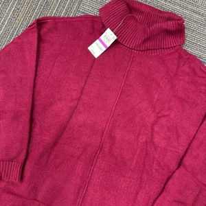 Suéter MALEC Tejido DRP Cuello Alto Rosa Fucsia XXL Grande Cuello Acanalado Puños Dobladillo - Imagen 1 de 6