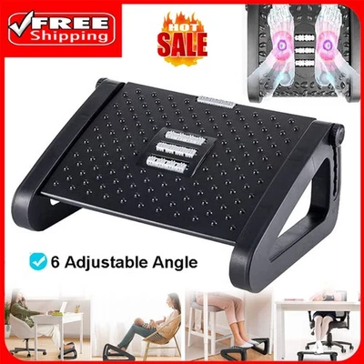 Office Foot Rest Desk Footrest Leg Rest Stool Adjustable Height Angle w/ Massage - Image 1 of 4