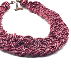 Boho Grob Geflochten Multistrand Rost Rot Halskette 22 Zoll - Bild 1 von 5