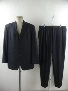Men's 44R Vestimenta Fatto a Mano sz 54 Navy Blue Tweed 2-Pc Suit Pants 3-Button - Picture 1 of 24
