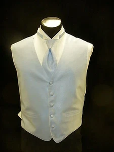 Formal Vest Full Back - Powder Blue Herringbone Vest VF709 - Picture 1 of 1
