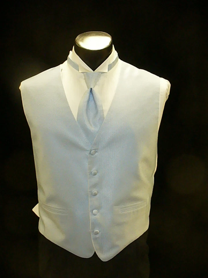 Formal Vest Full Back - Powder Blue Herringbone Vest VF709 - Image 1 of 1