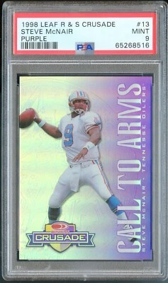 1998 Leaf Rookies & Stars Crusade Call to Arms фиолетовый No/100 Steve McNair PSA 9 - Изображение 1 из 2