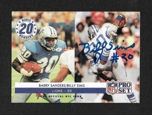Billy Sims Signed Autograph 1992 Pro Set Detroit Lions Magic Number #20 Card - Picture 1 of 2
