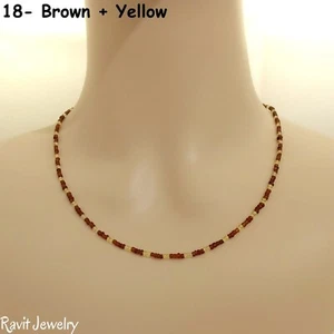 Dainty Small 2mm Glass Seed Beads Beaded Necklace With Pendant To Choose Jewlery - Picture 1 of 34