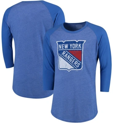 New York Rangers Majestic Threads 3/4-Sleeve Raglan T-Shirt Blue Size 2X - Image 1 of 4