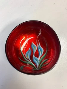 Coconut Shell Bowls Table Decorating Serving Bowls Red Flower - Picture 1 of 3