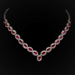NATURAL 20.90 CT MOZAMBIQUE RUBY NECKLACE 14k ROSE GOLD/925 STERL.SILVER 16.5" 