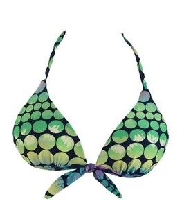 Mudd Womens Bikini Top Size XS Blue Green Polka Dot Triangle String Padded - Picture 1 of 7