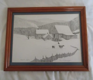 Limitierter gerahmter Druck von Winter Farm "Foothills" von Consuelo Eames Hanks 14,5x11,5 - Bild 1 von 4