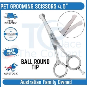 PROFESSIONAL PET DOG GROOMING CURVED BALL TIP HAIR CUTTING RAZOR SCISSORS 4.5" - Picture 1 of 5