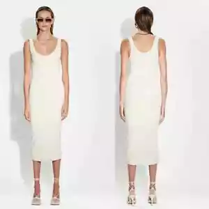 Cotton Citizen Verona Soft Rib Raw Edge Midi Dress Women's Tan Size: S NWOT - Picture 1 of 9