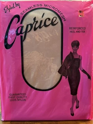 Manguera de nailon sin costuras Caprice Micro malla reforzada talla 9,5 de colección nuevo stock antiguo Foto 1 de 4