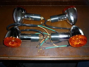 SET OF 4 PLASTIC CHROME INDICATORS ON RUBBER MOUNTS, 12V, 10mm BOLT FITMENT - Picture 1 of 6