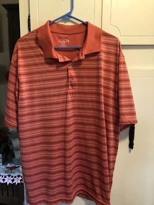 CHAMPIONS TOUR POLYESTER ORANGE STRIPE ATHLETIC GOLF POLO SHIRT MEN'S XL - Image 1 of 4