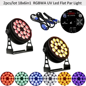 BECEN Stage 2pcs Super Wash 18x18W RGBWA UV 6in1 LED Par Light Dj Stage Lighting - Picture 1 of 8