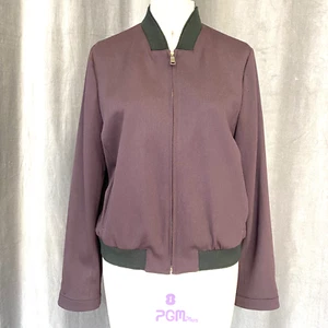 $725 Strenesse Aubergine Purple Fancy Dress Bomber Jacket Coat sz 10 M/L - Picture 1 of 9