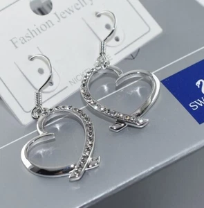 18ct White Gold Filled Lady Cute Heart Earring Graducation Prom Birthday /458 - Picture 1 of 5