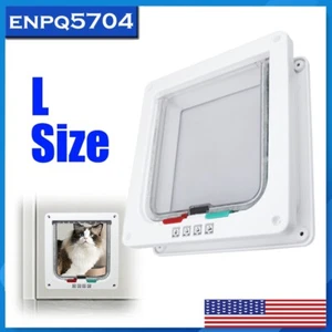 White 4 Way Safe Lockable Locking Pet Cat Door Brush Flap Screen L Size - Picture 1 of 17