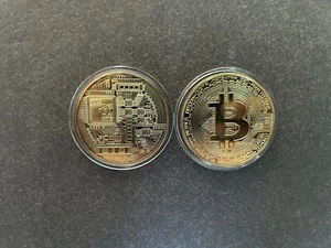 BITCOIN Kryptomünze Gold - mit Münzkapsel *NEU* - Bild 1 von 1