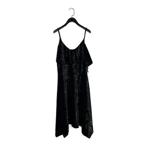 Roman Black Gold Glitter Printed Velvet Cold Shoulder Dress - Size 16 NEW - Picture 1 of 15