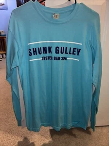 Shunk Gulley Oyster Bar 30A Spirit Jersey Long Sleeve Blue Cotton Florida Medium - Picture 1 of 3