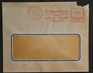 334 GERMANY 1936 HAMBURG METER CANCEL ON COVER (#792) - Picture 1 of 2