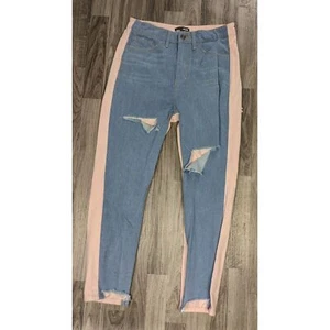 Pantalones de mezclilla de dos tonos desgastados de moda Nova Juniors talla 7 bolsillos - Imagen 1 de 11
