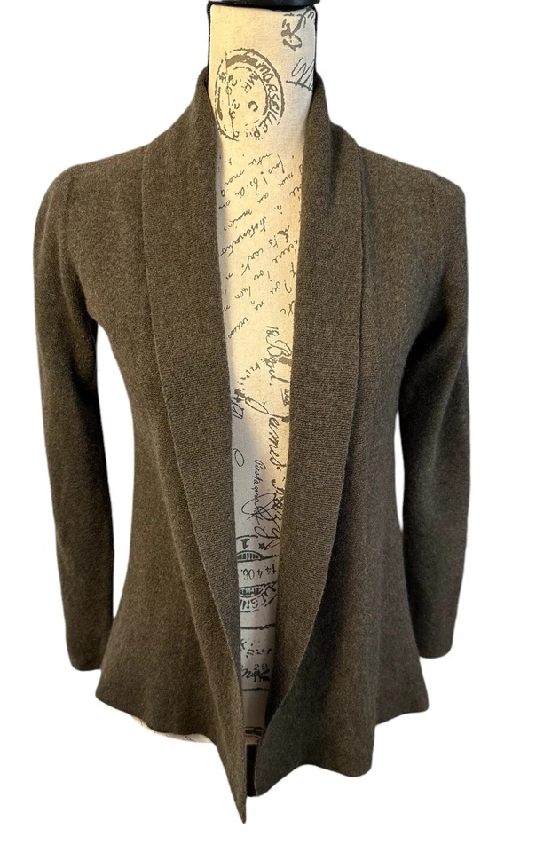 Adrienne Vittadini Merino Wool Open Front Cardigan Sweater Womens Olive Green - Imagem 1 de 4