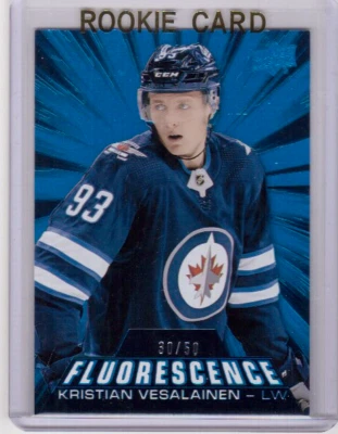 KRISTIAN VESALAINEN 18/19 Upper Deck UD #'d 30/50 Rookie BLUE Fluorescence #F-29 - Image 1 of 2