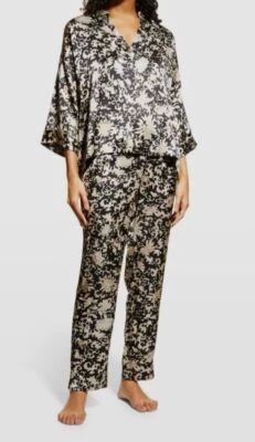 $438 Conjunto de pijama túnica mandarín Ao Dai ropa de dormir negra para mujer Natori talla XS Foto 1 de 3