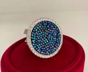 Luxus Cocktail Ring Kristalle 750er Weißgold 18K vergoldet Damen Gr. 16, 17, 18 - Bild 1 von 7