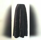 Vintage 90S April Cornell Long Skirt Black Velvet Size Small Button Slit Cl1